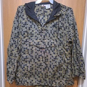 Vtg 90's Nike Swoosh Geo Dot Print Pullover Windbreaker Hoodie Sz  Lg. Unisex